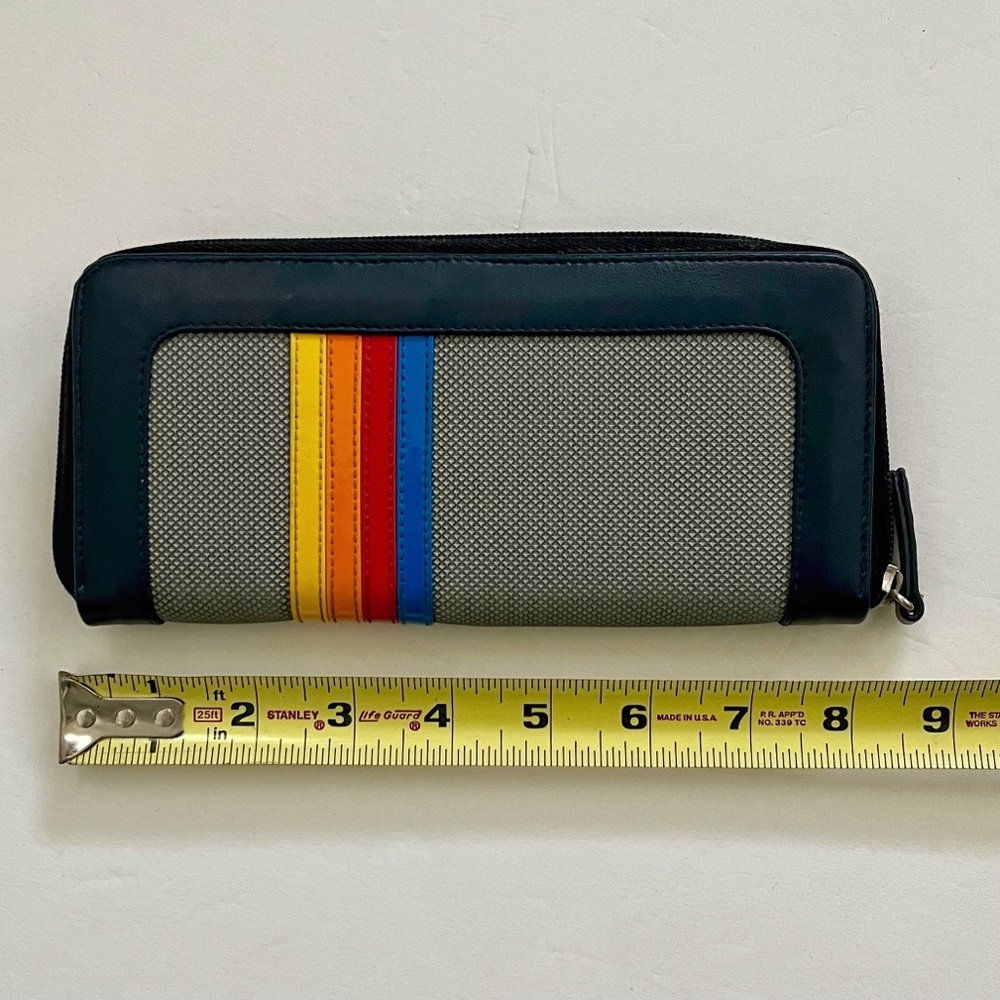 Striped vegan leather wallet